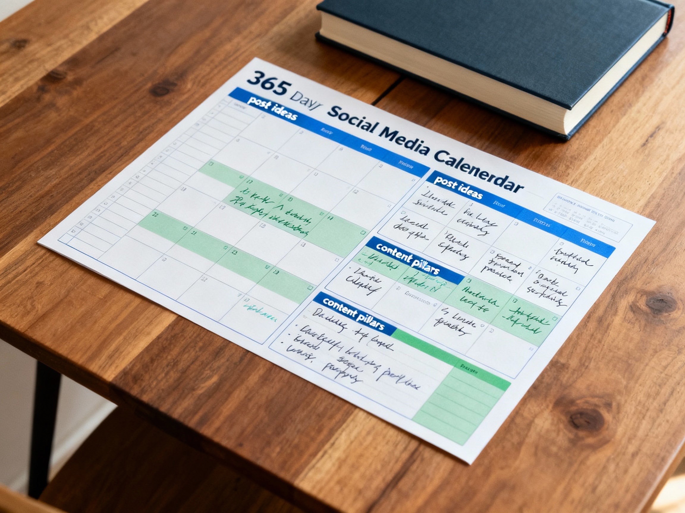 Social Media Content Calendar & Planner - 365 Days Ready-to-Use Templates